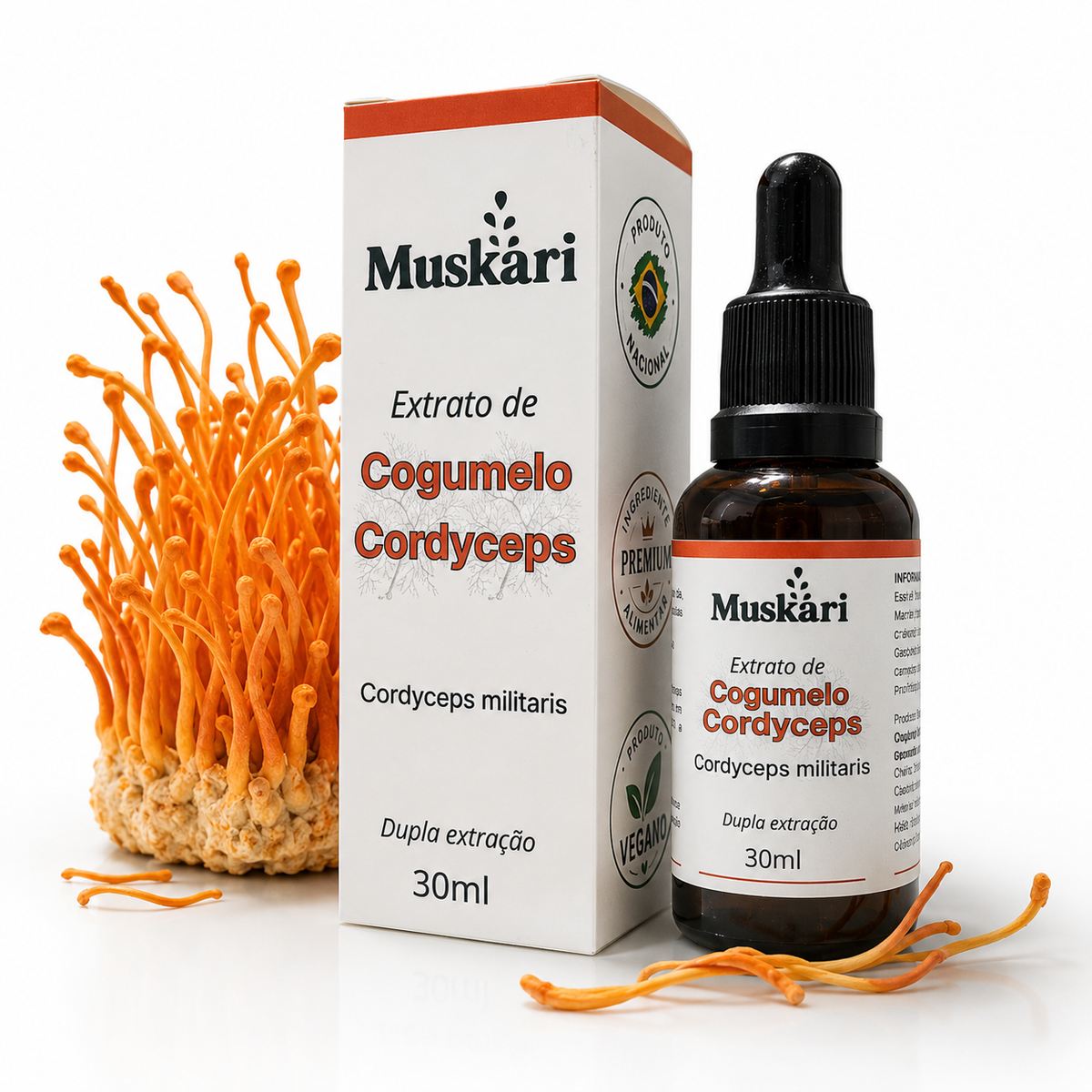 Kit 25 extratos Juba de Leão ou Cordyceps - Caixa fechada