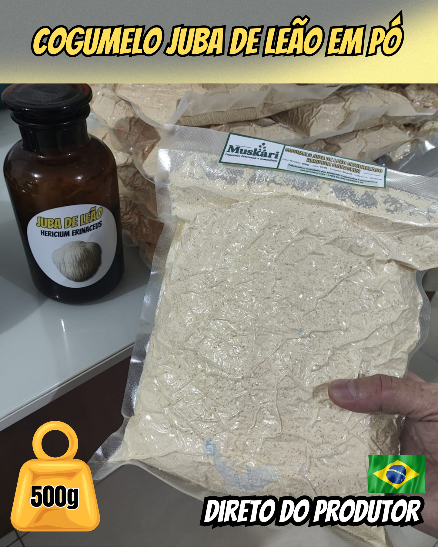 VALOR ATACADO SOB CONSULTA - Cogumelo Juba de Leão em pó - 500 g