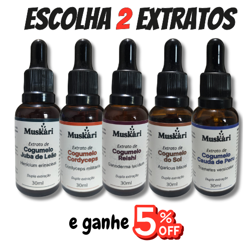 Monte seu combo com 02 (DOIS) extratos à sua escolha e ganhe 5% off