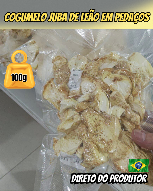 Cogumelo Juba de Leão desidratado em pedaços 100g