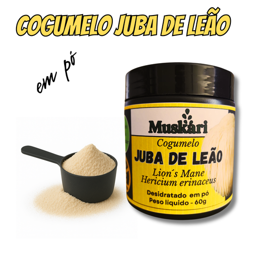 Juba de Leão em pó 60g – 100% cogumelo puro